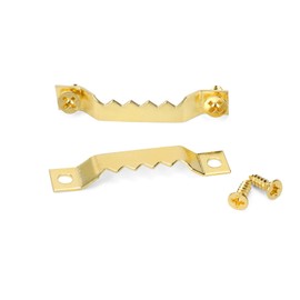 Suprom Small Sawtooth Picture Hangers 50 Pack Steel Sawtooth Hangers with Screws, Picture Hanging Solutions for Hanging Canvas Photos Frame Clock Paintings Artwork (Gold)