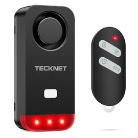 TECKNET Bicycle Alarm System with Remote Control - Waterproof Bicycle Alarm with 3-Level Volume, Vibration Sensor, Loud 120 dB Bicycle Alarm, Suitable for Bicycle, Motorcycle Security