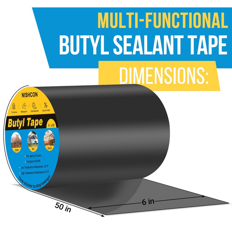 NISHCON Butyl Sealant Tape 2" x 50', Deck Joist Tape