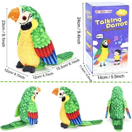 Toddler Toys, [ Volume Adjustable ] Talking Parrot Repeats What You Said, Mimicking Singing Interactive Toy Electronic Stuffed Animals Plush Pet Doll for Babies Kids Boys Girls Party Birthday Gifts