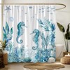 Coastal Seahorse Shower Curtain Nautical Fish Coral Seashell Starfish Beach