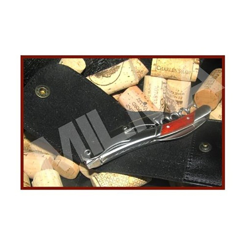 Bellini Professional Rosewood Waiter's Corkscrew with Leather Corkscrew Holster Pouch