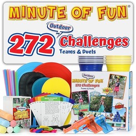 Funwares Minute of Fun Outdoor Game - 272 Minute to Win It Games, Backyard Birthdays, Home Parties, Family Fun, Activities for Teens, Camping, Travel. Most Contents to Play are Included, 2-12 Players