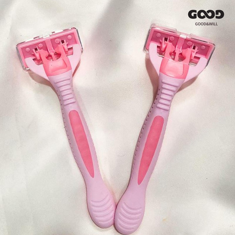 Goodnwill 굿앤윌 다리 겨드랑이 여성 제모 면도기 6중날 핑크 2개입
