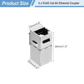 sourcing map 5 Pack RJ45 Cat 6A Ethernet Coupler, Cat6A Shielded Coupler Jacks Female to Female Ethernet Adapter, Silver