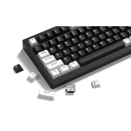 Womier Keycaps, Custom PBT Doubleshot Keycaps 60 65 75 100 Percent, Cherry Profile Retro Keycaps, 61/64/68/84/87/100/104/108 Gaming Mechanical Keyboard Keycaps, 132 Keys Keycaps Set (Black White)