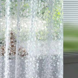 Hereisa Narrow 3D Pebble Pattern Waterproof Shower Curtain Liner EVA Shower Curtain with 3 Bottom Magnets, Shower Liner for Shower Stall, Bathtubs, 60 x 72