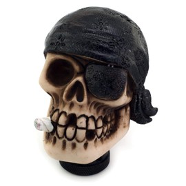 Thruifo Skull Gear Knob Shifter, Car Stick Shift Handle One-Eyed Pirate Skeleton Style Fit Most Manual Automatic Transmissions, Black