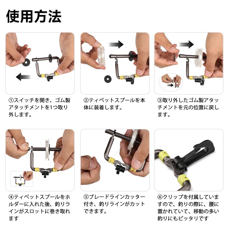 サンライク（SANLIKE） ティペットホルダー アルミ製 ラインカッター 釣りアクセサリー ティペット収納 釣り道具 (ゴールド)