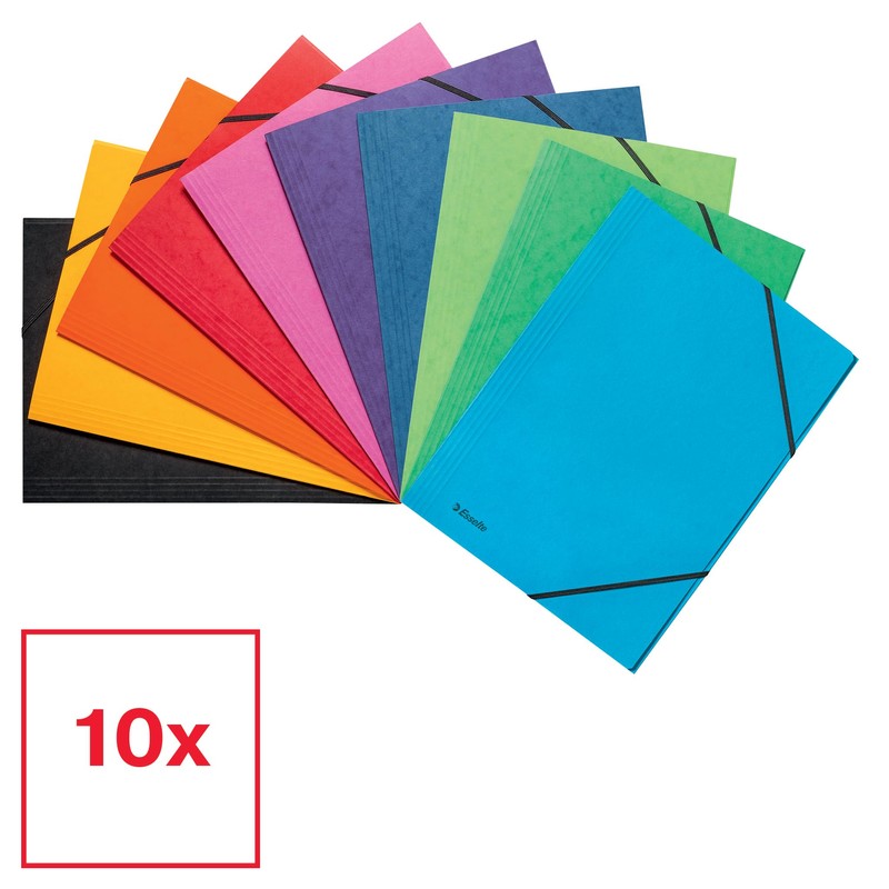 Esselte Corner Folder A4 with Elastic Bands, Pack of 10,