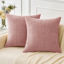 MIULEE Pack of 2 Couch Throw Pillow Covers 18x18 Inch Soft Blush Pink Chenille Pillow Covers for Sofa Living Room Solid Dyed Pillow Cases