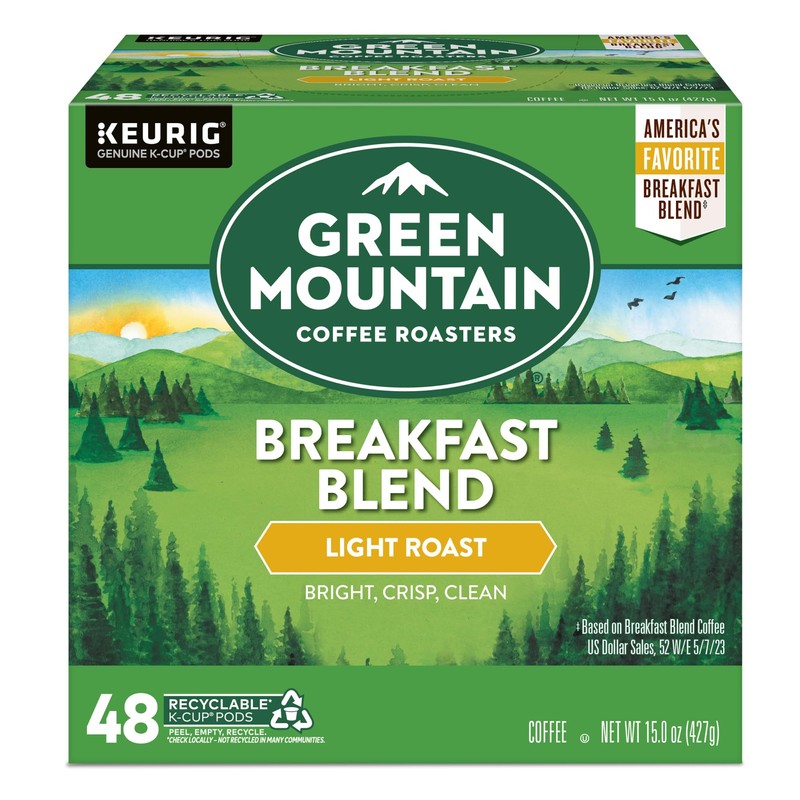 Green Mountain Coffee Breakfast Blend Single-Serve Keurig K-Cup Pods Light