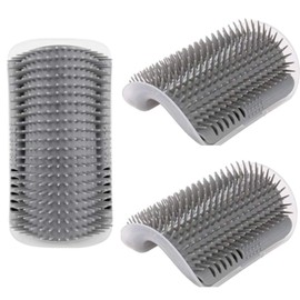 ZHAOYCSH 3 Pcs Cat Self Groomer with Catnip, Wall Mounted Corner Brush for Grooming & Scratching,Soft Massage Comb for Cats and Kittens, Long & Short Hair, Gentle Pet Toy, Durable PP Material (Gray)