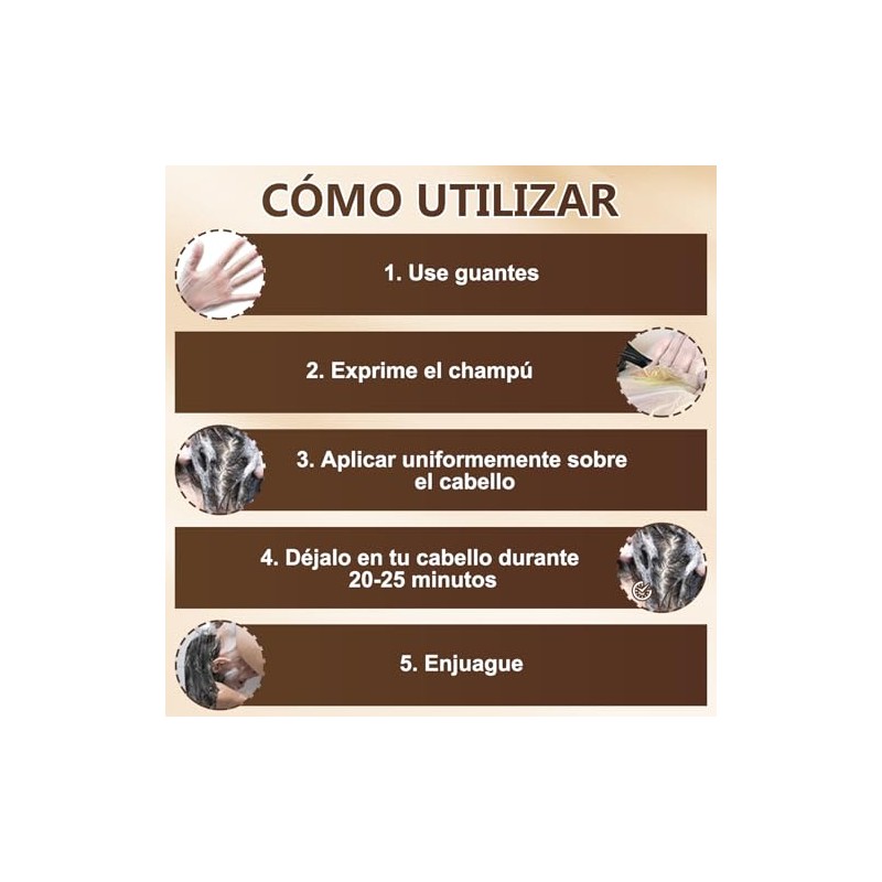 4 en 1 para Champú Colorante, Shampoo Tinte 500ml (Negro)
