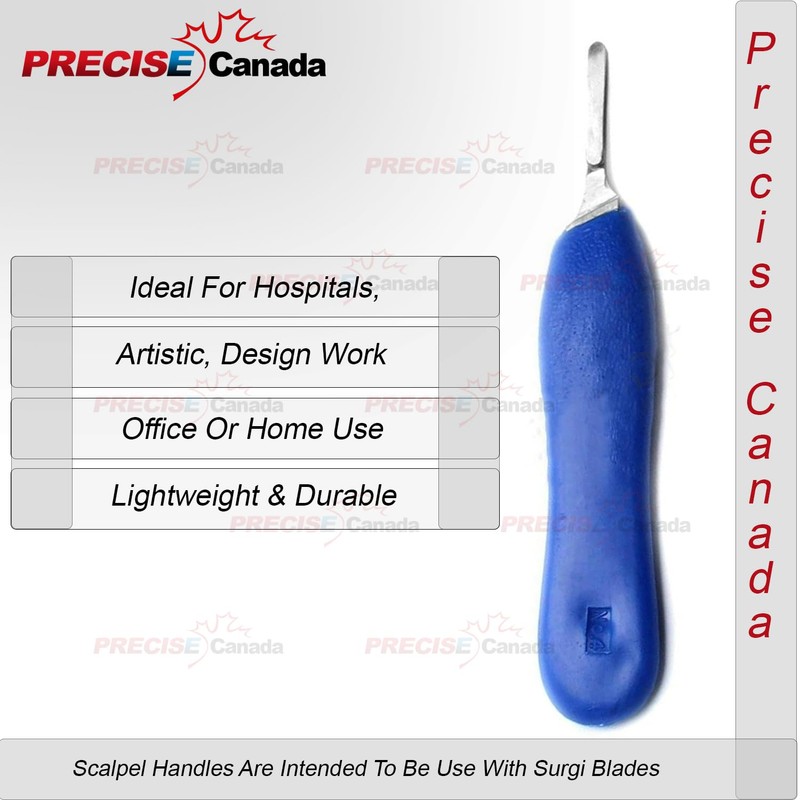 PRECISE CANADA 3 Pcs Blue Color Plastic Handle, Scalpel Handle