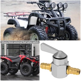 VGOL 1PC Fuel Tap 8mm Metal Inline Petrol On-Off Fuel Tap Switch for Motorcycle On-off ATV Scooter Fuel Petrol Tap Switch Petrol Gas Fuel Tap Petcock Valve Silver