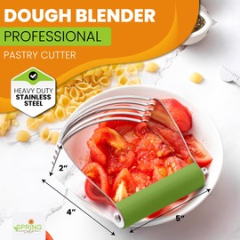 Spring Chef Large Green Dough Blender For Baking, Professional Dough Cutter Tool, Stainless Steel Puff Pastry Cutter Tool with Sharp Blades, Dishwasher Safe Dough Mixer, Pastry Blender for Easy Mixing