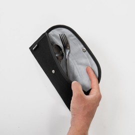 BOXIO - Eatbag: Bestecktasche für Campingbesteck & Steakmesser – Robustes Etui als Besteckkasten, Besteckkorb & Aufbewahrungstasche für 4 Personen für unterwegs - 25 x 10 cm