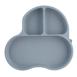 PAPU BABY Plato con divisiones Coche de silicón para bebés 2 piezas. Libres de BPA. Plato con succión. Silicón de grado alimenticio. Alimentación independiente. (Azul Pastel)