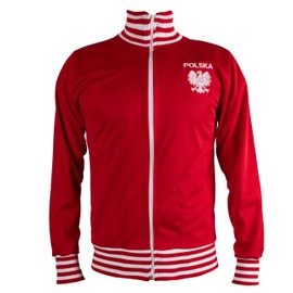 Poland/Polska Jacket Retro Football Tracksuit Zipped Jacket Men Top - S Red