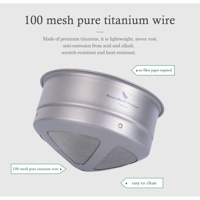 Boundless Voyage Titanium Coffee Mesh Filter Pour Over Paperless Slow