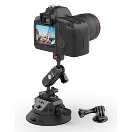 ULANZI SC-02 4.5" Camera Car Suction Cup Mount for GoPro, Vacuum Suction Cup Holder with Pump and Quick Release NOTA Magic Arm, Camera Car Mount for DJI OSMO, GoPro Hero, Nikon, Sony, DSLR