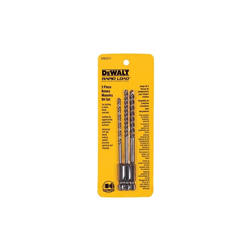 DEWALT Masonry Drill Bit Set, Rotary, 3-Piece (DW2571)