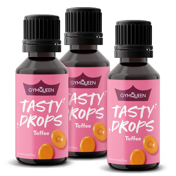 GymQueen Tasty Drops, Toffee, 3 x 30 ml, Flavour Drops
