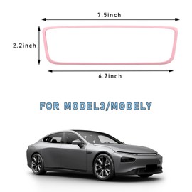 povtii Rear View Mirror Protector Frame, Silicone Automotive Interior Rearview Mirror Cover for Women Girls, Mirror Edge Protective Cover Compatible with Model 3 Y, Car Accessories (Pink)