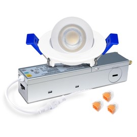 zouzai 5CCT LED Gimbal Led Recessed Light with Junction Box, 360°+90° Adjustable Directional Eyeball Lighting, Dimmable, 2700K/3000K/3500K/4000K/5000K,ETL&Energy Star (White 1 Pack, 2 inch)