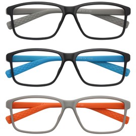 DOOViC 3 Pack Reading Glasses for Men Women Matte Texture Comfortable Lightweight Fashion Blue Light Blocking Readers 1.25 Strength