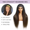 YIROO Headband Human Hair Wig Ombre Brown Yaki Straight Glueless