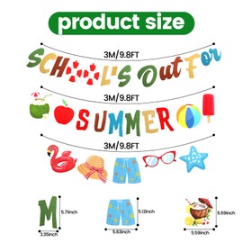 School's Out for Summer Banner End of School Year Party Decorations Last Day of School Decorations Hello Summer Decors