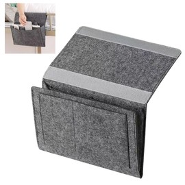GMYIAK Bedside Organiser, 5 Compartments Felt Bedside Organiser, Home Bedroom Living Room College Dormitory Bedside Hanging Organizer Water Bottle Magazine Phone Glasses (Grey)