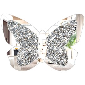 XIHACTY Butterfly Shaped Mirror for Home Décor, Crystal Crushed Diamond Silver Mirror,10’’X15” Butterfly Decorations for Room Decor for Kids Nursery Classroom Wedding Décor
