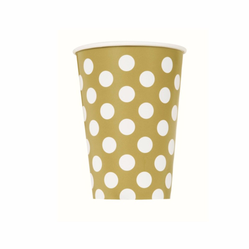 Polka Dot Party Paper Cups - 12 Oz, Sunflower Yellow,