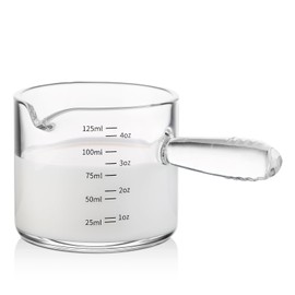 Bincoo Espresso Glass, 150ML Cups with Handle and Dual-Scale, V-Shaped Mouth Measuring Cup, Perfect for Shots and Milk Froth (1)