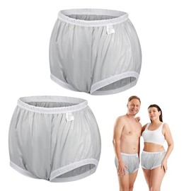 2PCS Adult Diaper Covers Noiseless Incontinence Protective Briefs for Incontinence Leak Protection Plastic Pants Cover Unisex