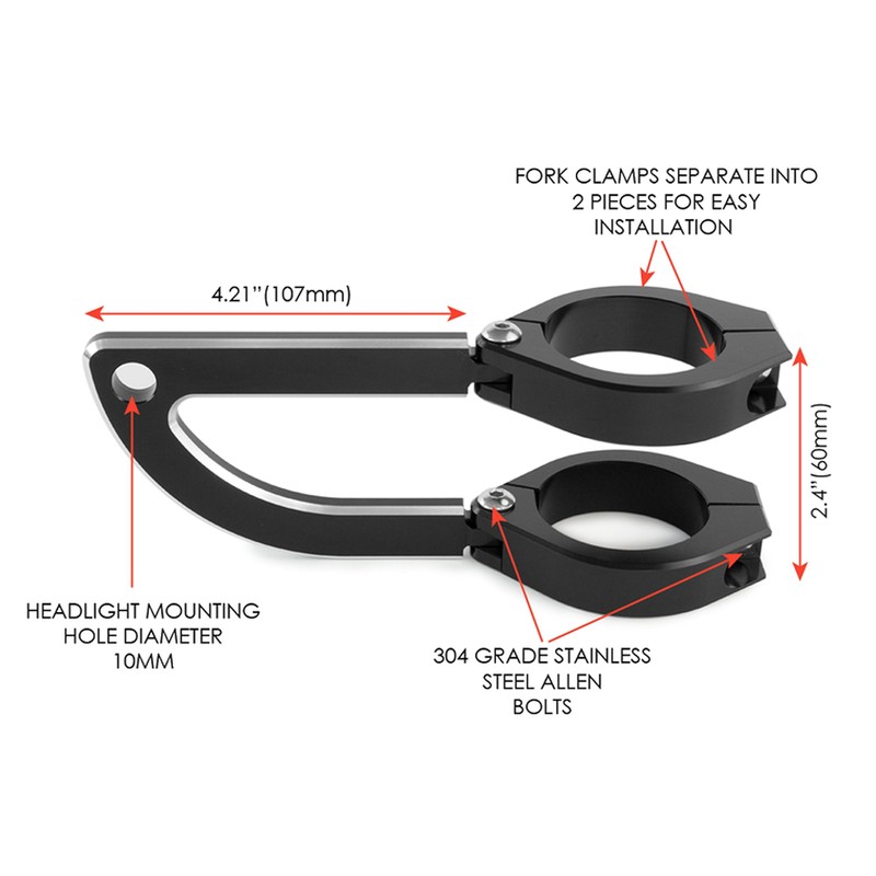 Alchemy Parts Headlight Clips with Clamp Fork 36-37 mm for