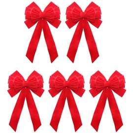 Buart Red Velvet Christmas Bow 19" Long 10" Wide,5 Pcs Holiday Christmas Bows