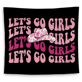 QGFM Hot Pink Preppy Tapestry, Let's Go Girls Wall Hanging for Girls Room, Bachelorette Party Decor, 50x60 Inches