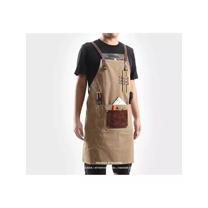 캔버스 앞치마 목공용 바리스타 공방 [회색] Canvas Apron for Woodworking