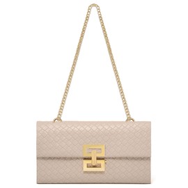 Liadreem Clutch Handbag for Women, Woven Shoulder Crossbody Bag Evening Purse for Prom, Cocktail, and Wedding, Beige