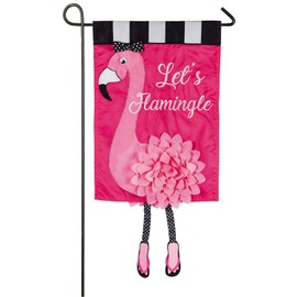 Evergreen Flag Let's Flamingle Applique Garden Flag - 12.5 x 18 Inches Outdoor Decor For Homes and Gardens