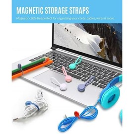 5 Pcs Multicolour Magnetic Cable Tie, Silicone Cable Ties Cord Organizer Reusable Magnetic Cord Ties USB Cable Manager for Office, School, Home Book Markers, and Fridge Magnets