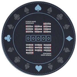 AQQA 47-Inch Round Poker Table Mat with Hand Rankings - Waterproof & Durable Texas Hold'em Mat, Foldable Poker Game Mat for Home Games, Tournaments, Card Nights (Foldable Design)