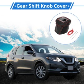 VekAuto 1 Set Gear Shift Knob Cover for Nissan Rogue 2021-2024 Anti-Slip Faux Leather Black Red Stick Shifting Handle Protector