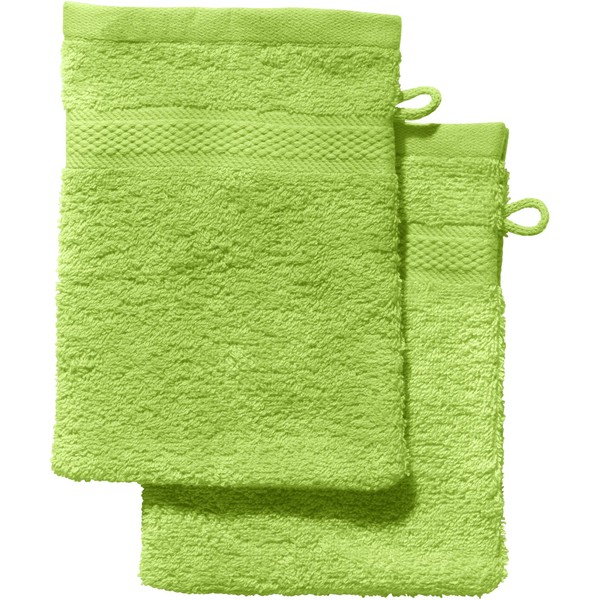 REDBEST Chicago Wash Mitt Pack of 2 - Absorbent, Durable, Ideal for Travel, Sports - Apple Green Size 15 x 21 cm (Other Colours)