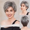 Beweig Women's Short Grey Wig Natural Curly Synthetic Heat Resistant
