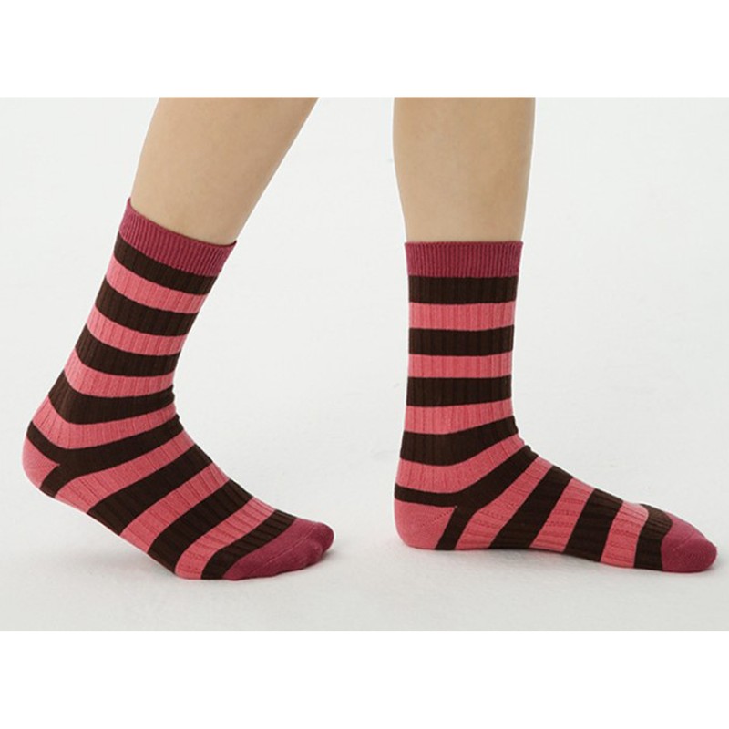 Kids Socks Mid Calf Striped Soft Breathable Combed Cotton Boys